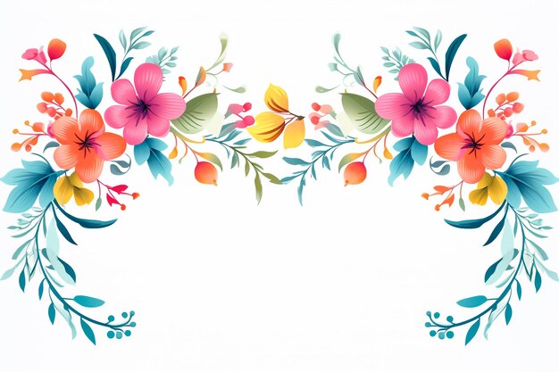 Meksykańska sztuka ludowa w stylu wektora kartkę z życzeniami lub projekt zaproszenia z kwiatami i liśćmi serca Tra