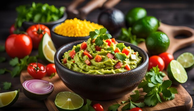 meksykański dip guacamole i składniki