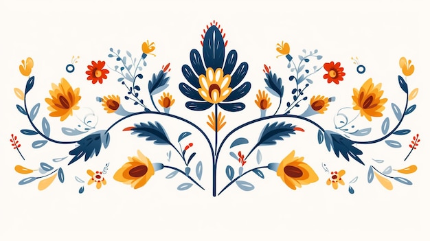 Meksykański kwiat tradycyjny wzór tła Etniczne hafty ozdoba ozdoba Kwiat symetr