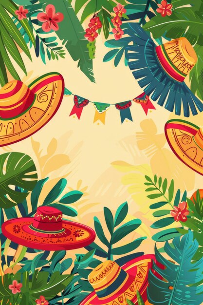 Meksykański motyw z malarstwem sombrero