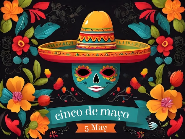 Meksykański sombrero i kapelusz dla meksykańskich świąt 5 maja Cinco De Mayo ai generowane