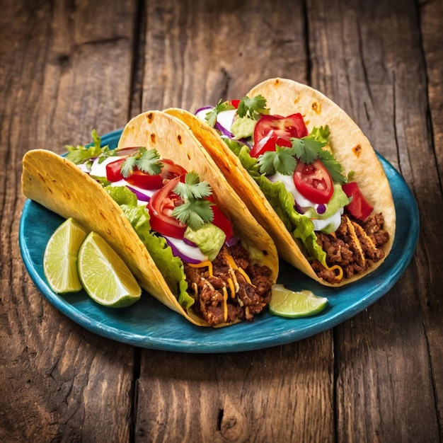 Meksykańskie jedzenie tacos na drewnie