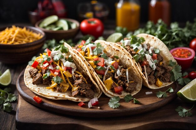 meksykańskie tacos z warzywami mięsnymi i serem