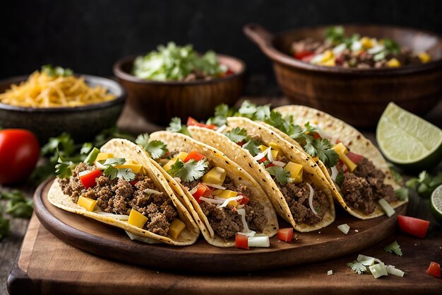 meksykańskie tacos z warzywami mięsnymi i serem