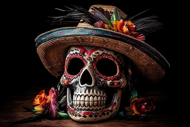 Meksykańskie tło dekoracji czaszki cukru dla Cinco De Mayo i Da De Muertos