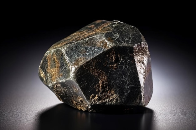 Melanit Andradit skamieniały kamień mineralny Geologiczny kryształowy skamieniałość Ciemne tło zbliżenie