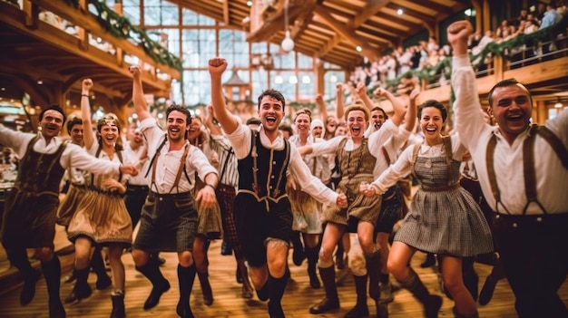 Zdjęcie melodie i świąteczny duch oktoberfestu radosny parkiet taneczny generatywny ai