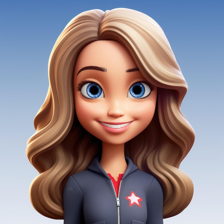 Zdjęcie memoji emoji piękna uśmiechnięta amerykańska kobieta na białym tle