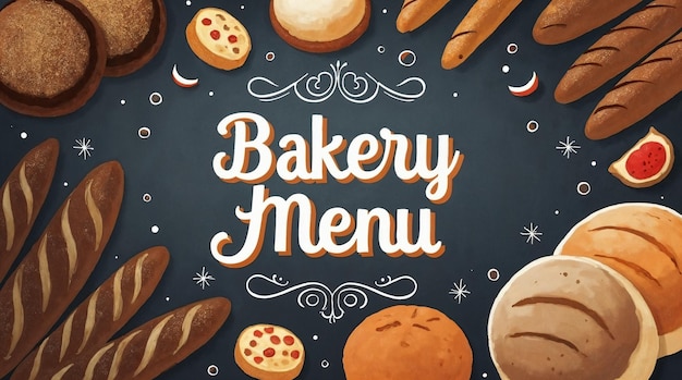 Menu piekarni z ilustracją chleba
