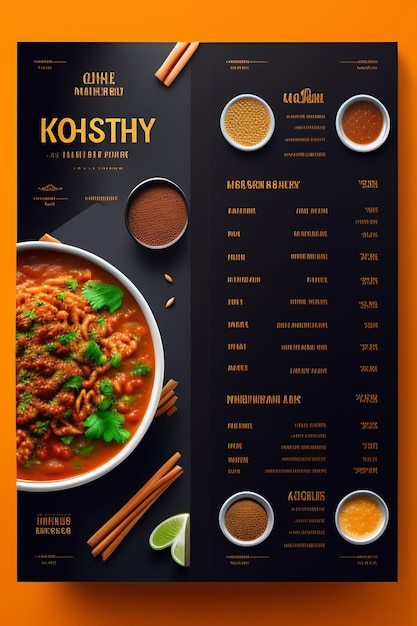 Zdjęcie menu sklepu koshary photoshop design 4k prawdziwa scena wysokiej jakości