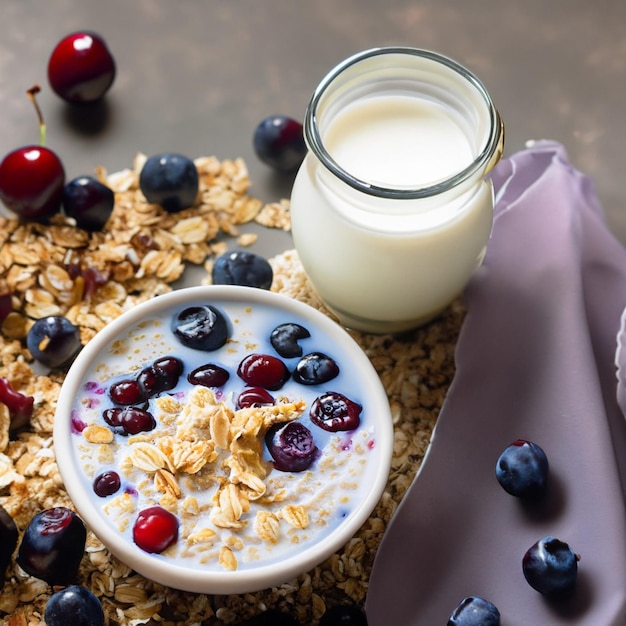 Menu zdrowej diety płatki owsiane z mlekiem Zdrowe odżywianie