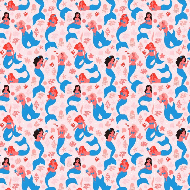 Zdjęcie mermaid seamless pattern mermaid seemless pattern design mermaid seadless pattern tło z tyłu