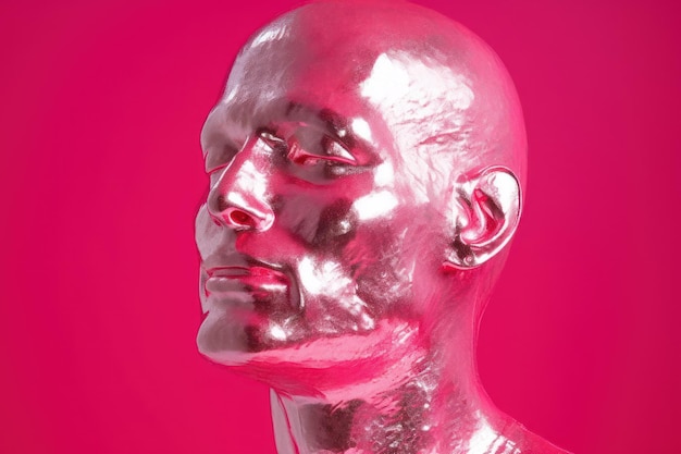 Zdjęcie męski manekin głowy na różowym tle generatywna ai