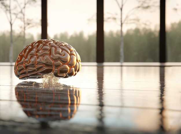 Metaforyczna reprezentacja pomysłów na zdrowie psychiczne ludzkiego mózgu i uważności Wygenerowana sztuczna inteligencja