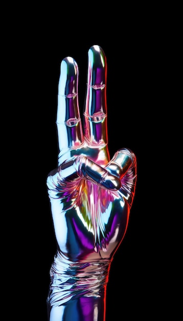 metaliczna farba infuzyjna płyn neonowa ręka palec część ciała odizolowana na ciemnym tle