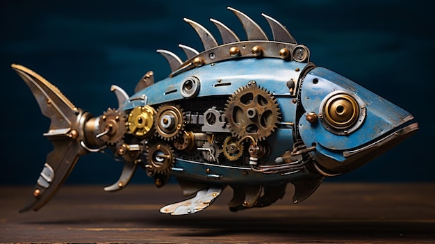 Metalowy automat rybny Blue Marlin w stylu steampunkowym