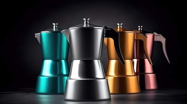 Metalowy ekspres do parzenia kawy espresso na kuchence Generative Ai