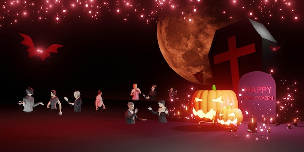 Metaverse Avatars Halloween Party Sieci społecznościowe Ludzie Wydarzenia Social Connect Metaverse 3D