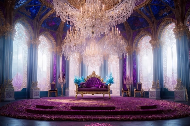 Metaverse Crystal Palace Sala tronowa Fantasy Royalty