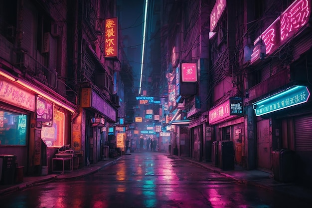 Metaverse Cyberpunk Alley Podziemna dzielnica NeonLit