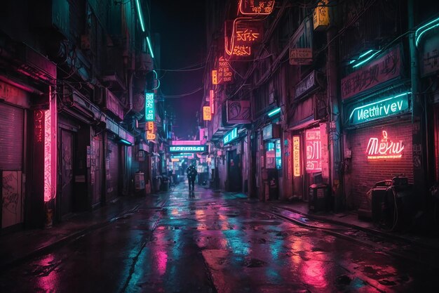 Metaverse Cyberpunk Alley Podziemna dzielnica NeonLit