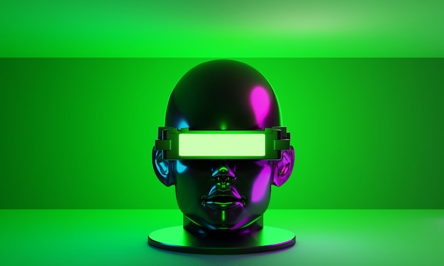 Metaverse vr symulacja gry w stylu cyberpunk cyfrowy robot ilustracja 3d renderująca wirtualną rzeczywistość