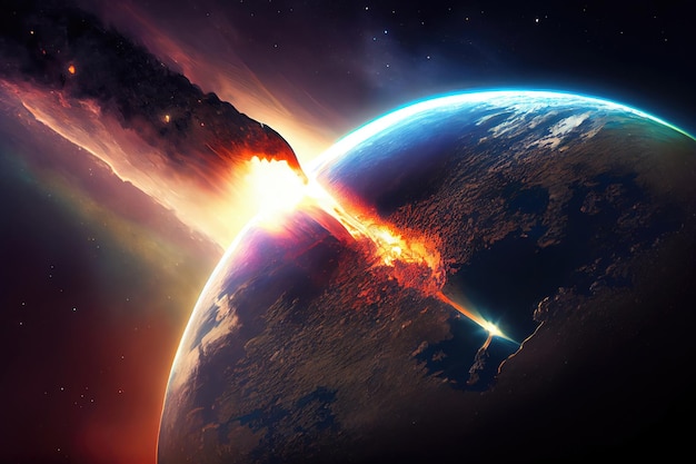 Meteor Spadająca Kometa Armageddon Dewastujący Meteoryt Abstrakcyjna Generatywna Ilustracja AI