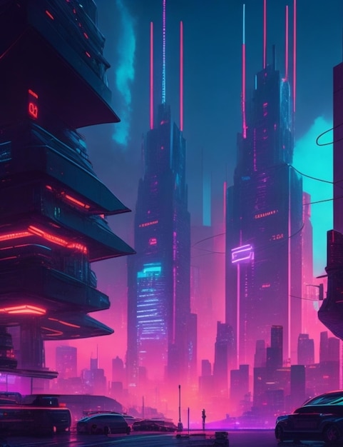 Metropolia oświetlona neonami