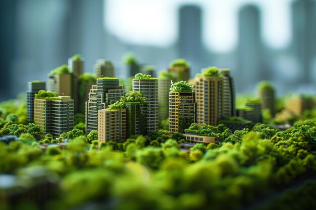 Metropolia przyszłości Zielony krajobraz miejski wyobraża sobie przyjazne dla środowiska życie miejskie
