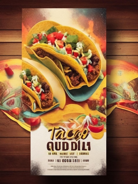 Mexican Tacos Poster Ilustracja designu vintage i grunge tekstury plakat z apetycznym meksykańskim taco ikony owinięcia kukurydzy i dekoracji Flyer Design