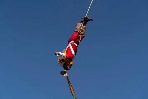 MEXICO CITY, MEKSYK - 30 STYCZNIA 2019 - Starożytny taniec ulotek los voladores