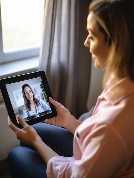 Mężczyzna dzwoni wideo do lekarza za pomocą tabletu cyfrowego