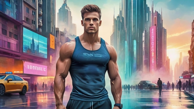 Mężczyzna fitness mężczyzna kulturysta podnoszący ciężary mięśnie widoczne