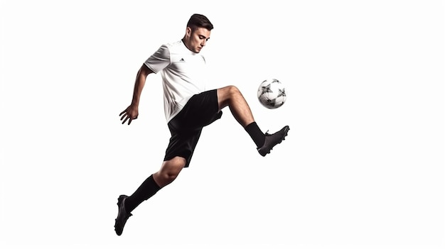 Mężczyzna grający w piłkę nożną na białym tle Obraz w formacie wektorowym
