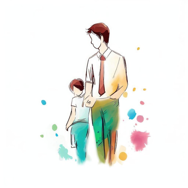 Mężczyzna i dziecko z krawatem i koszulą z napisem „dzień ojca”