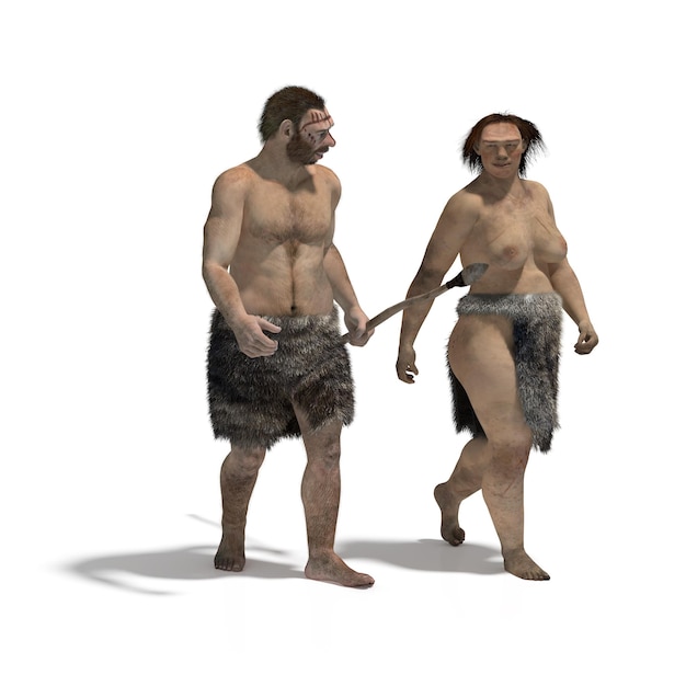 Zdjęcie mężczyzna i kobieta neandertalczyk