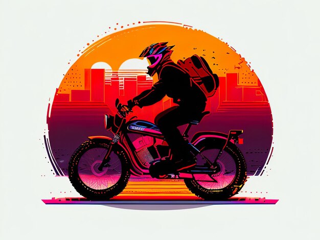 Mężczyzna jeżdżący na motocyklu z plecakiem.