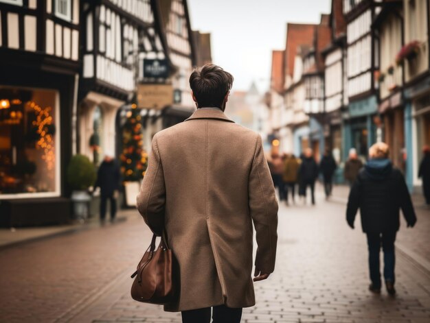 Mężczyzna lubi spokojnie spacerować po tętniących życiem ulicach miasta