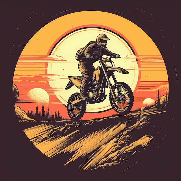 Zdjęcie mężczyzna na motocyklu skacze przez pas górski