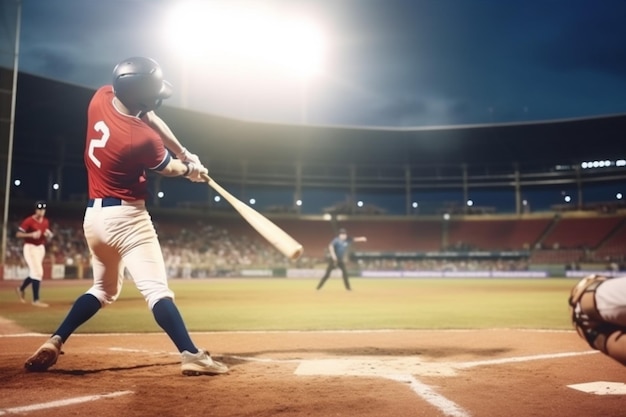 Mężczyzna nietoperz sportowiec baseballista gra sportowa dla dorosłych pole zespół piłka Generative AI