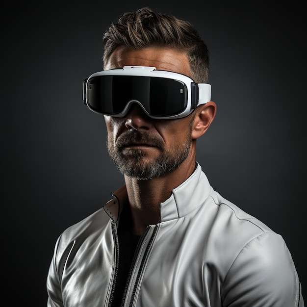 Mężczyzna noszący słuchawki wirtualnej rzeczywistości