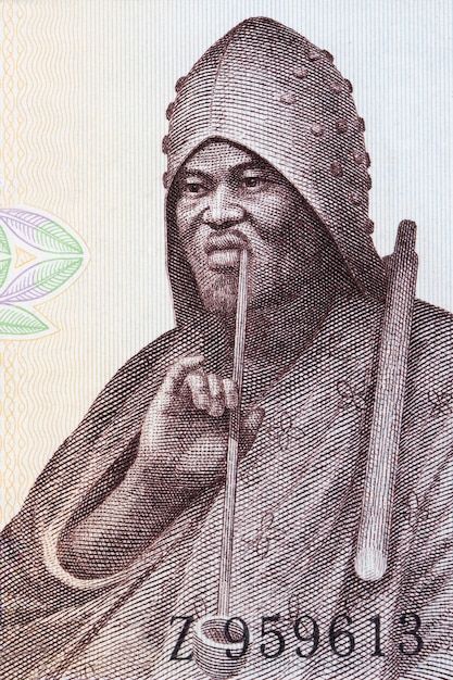 Mężczyzna pali fajkę portret od starych pieniędzy Gwinei