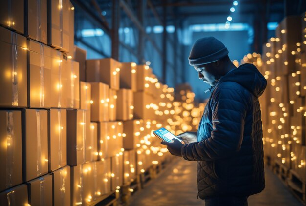 Mężczyzna patrzący na telefon.