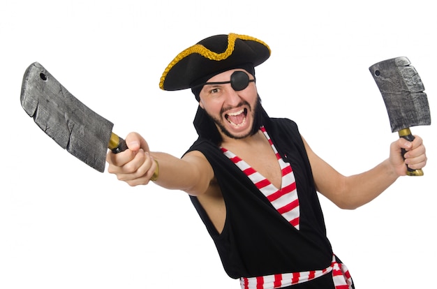 Mężczyzna pirat odizolowywający