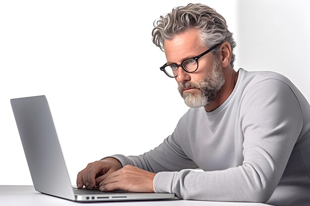 Mężczyzna pracujący nad laptopem