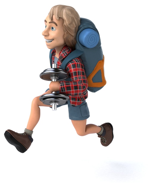 Mężczyzna samotnie podróżujący backpacker ilustracja 3D