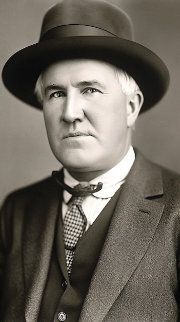 Zdjęcie mężczyzna w garniturze i krawacie, w kapeluszu