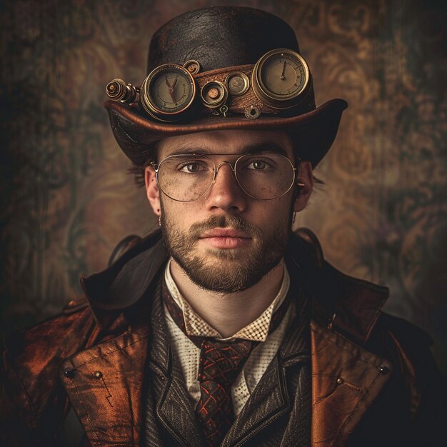 Zdjęcie mężczyzna w stylu steampunk