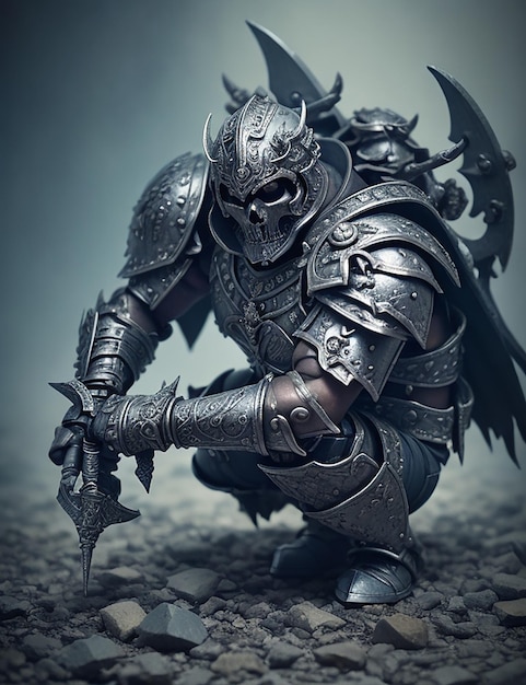 mężczyzna wojownika chaosu wykonany z metalu
