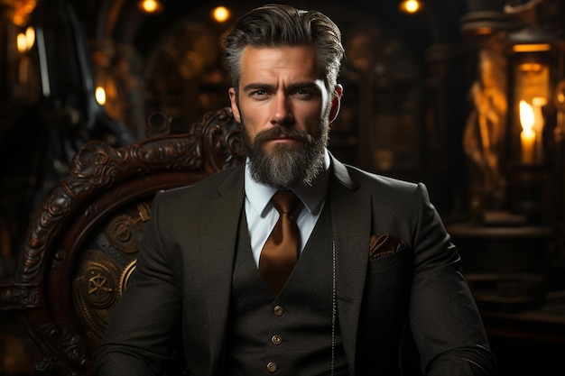 Mężczyzna z brodą i krawatem